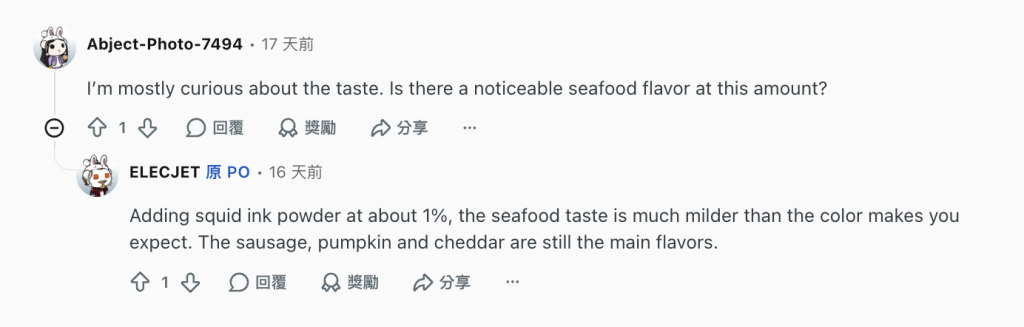 natural food coloring example shared on Reddit